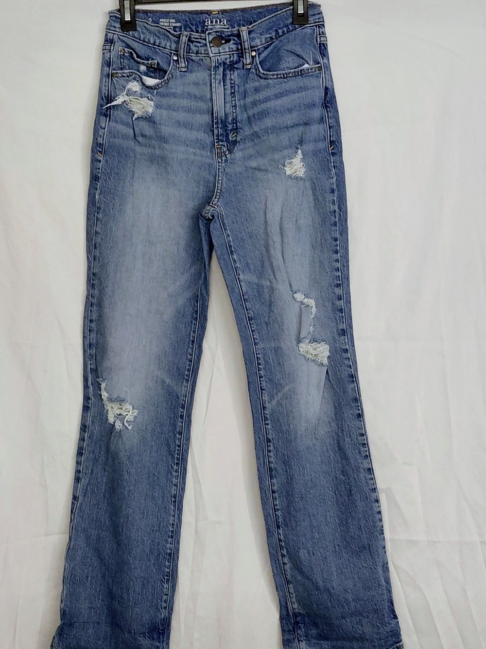 a.n.a Medium Wash Distressed Straight Leg Jeans